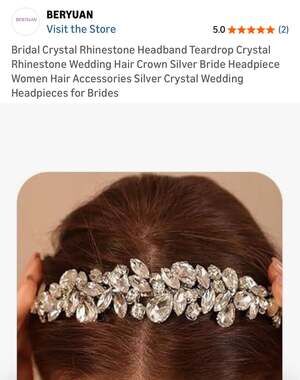 Bridal Crystal Rhinestone Teardrop Headband Silver Wedding Tiara Hair Accessory
